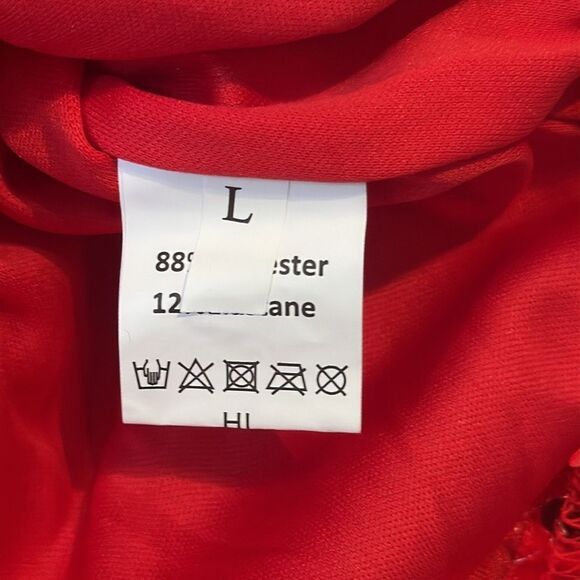 Women’s Short Red Strapless Sequined BodyCon Party Dress with Feathers Size L - Picture 14 of 16